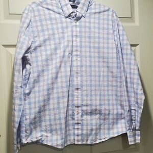 Tommy Hilfiger Light Blue and White Plaid Shirt
